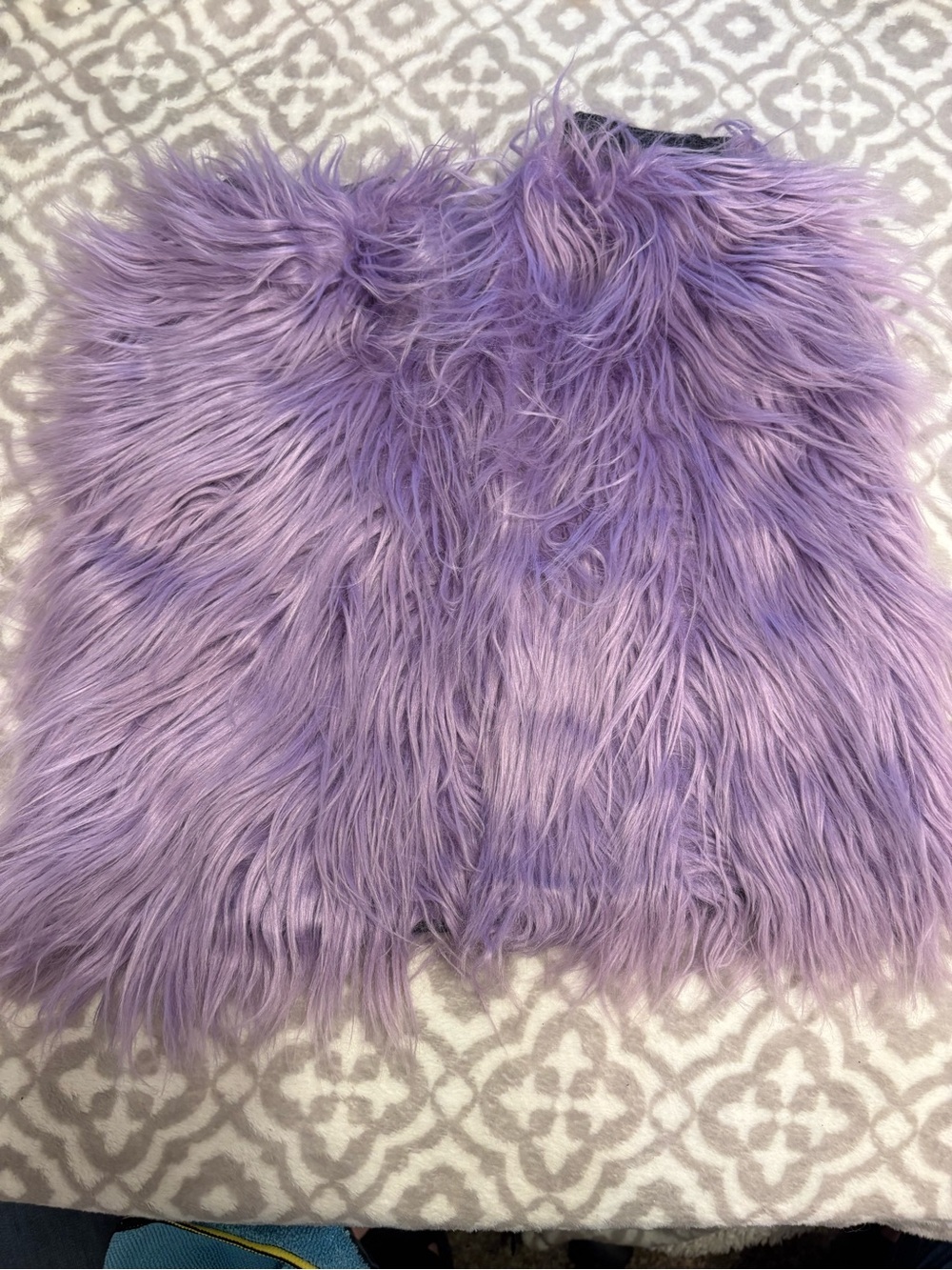 Purple fuzzy leg warmers Halloween costume
